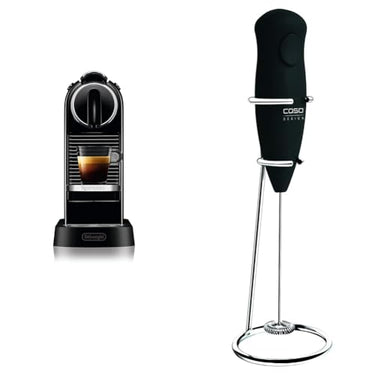 Nespresso De'Longhi EN167.B Citiz Kaffeekapselmaschine, mit Hochdruckpumpe & Caso Fomini Milchaufschäumer, mit Edelstahlfeder & Edelstahl-Standfuß im Sale